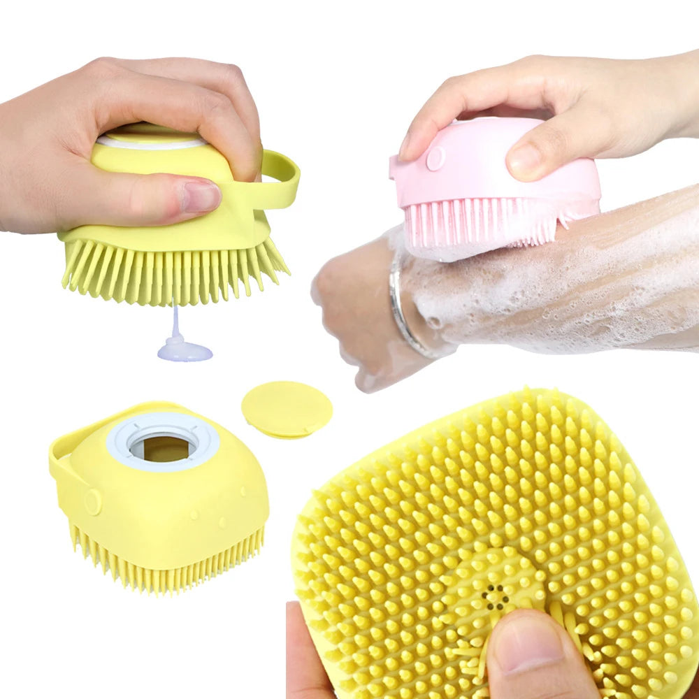 Brosse de bain en silicone souple pour chiens