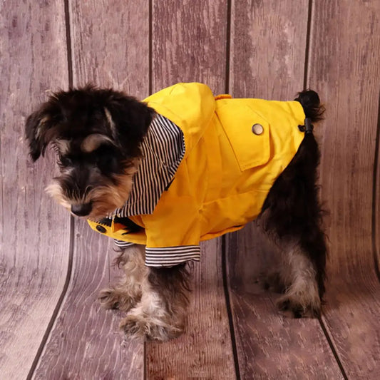 Manteau imperméable à deux pattes pour chiens et animaux de compagnie, Poncho de pluie jaune à capuche